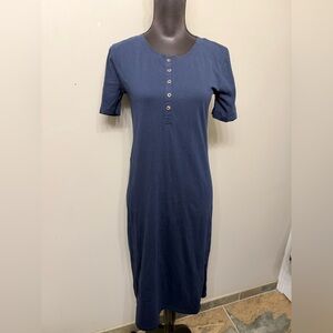 J. Crew Women’s Navy Short-Sleeve Button Shirt Midi Dress XS